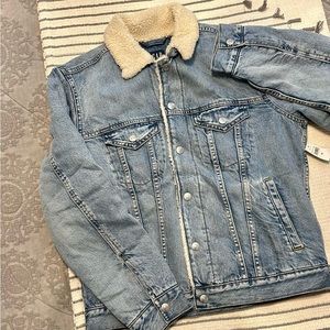 Oversized Denim Sherpa Jacket